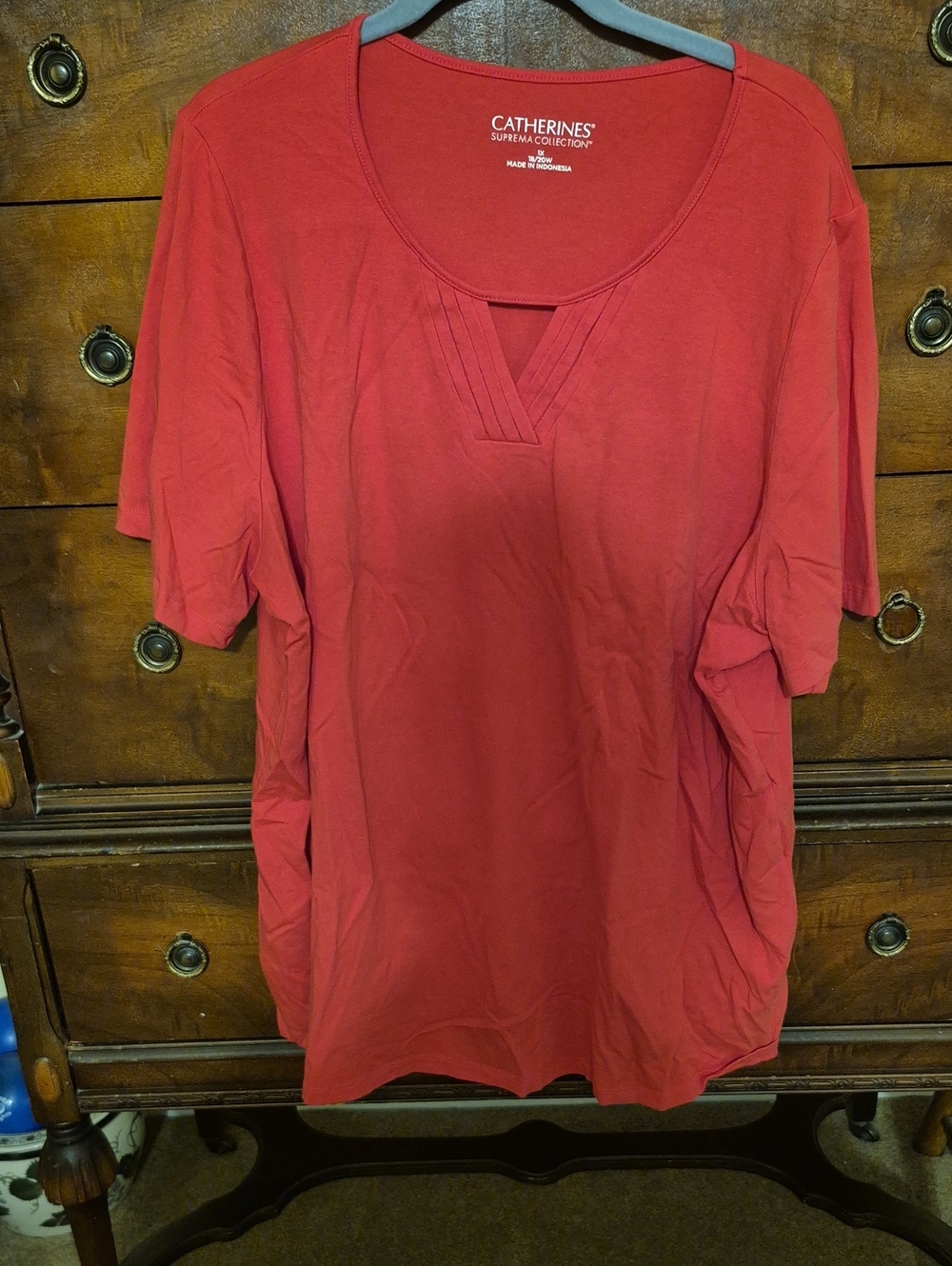 Catherines Coral Short Sleeve V-Notch Tee